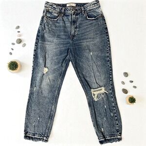 Abercrombie‎ & Fitch Mom Jeans High Rise Distressed Denim Size 30